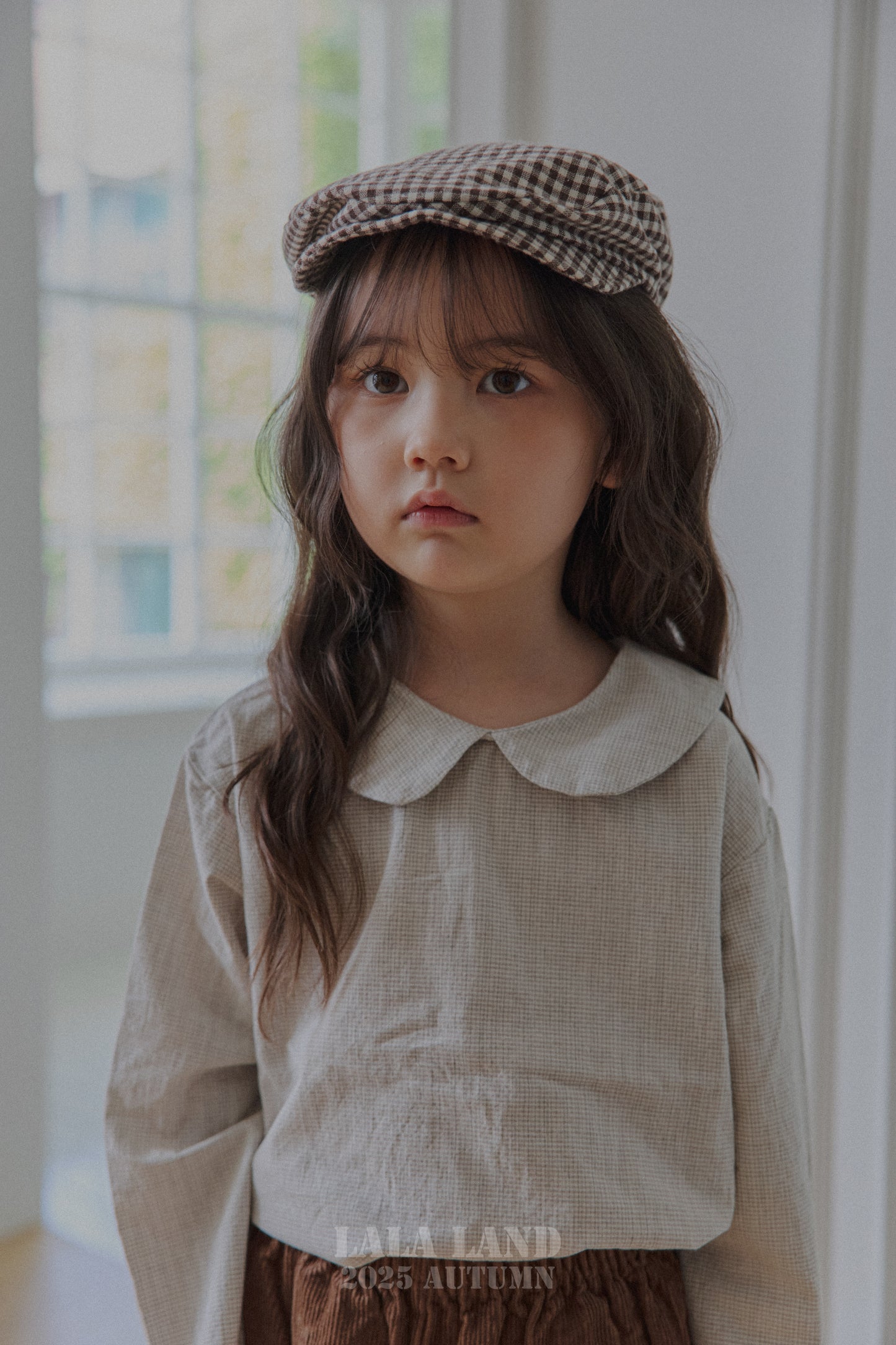 Kids Gingham Flat Cap