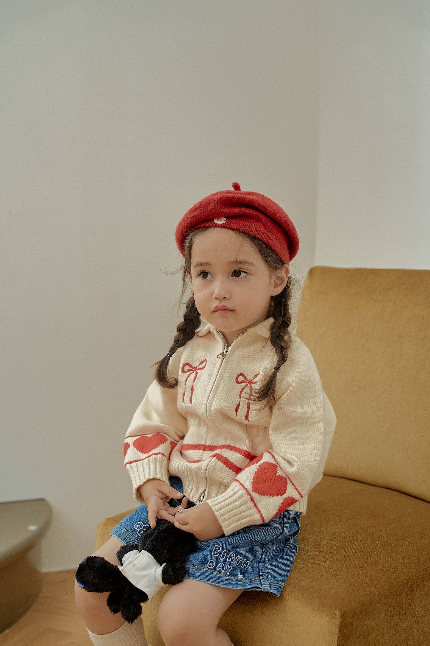 Heart Knit Zip-Up