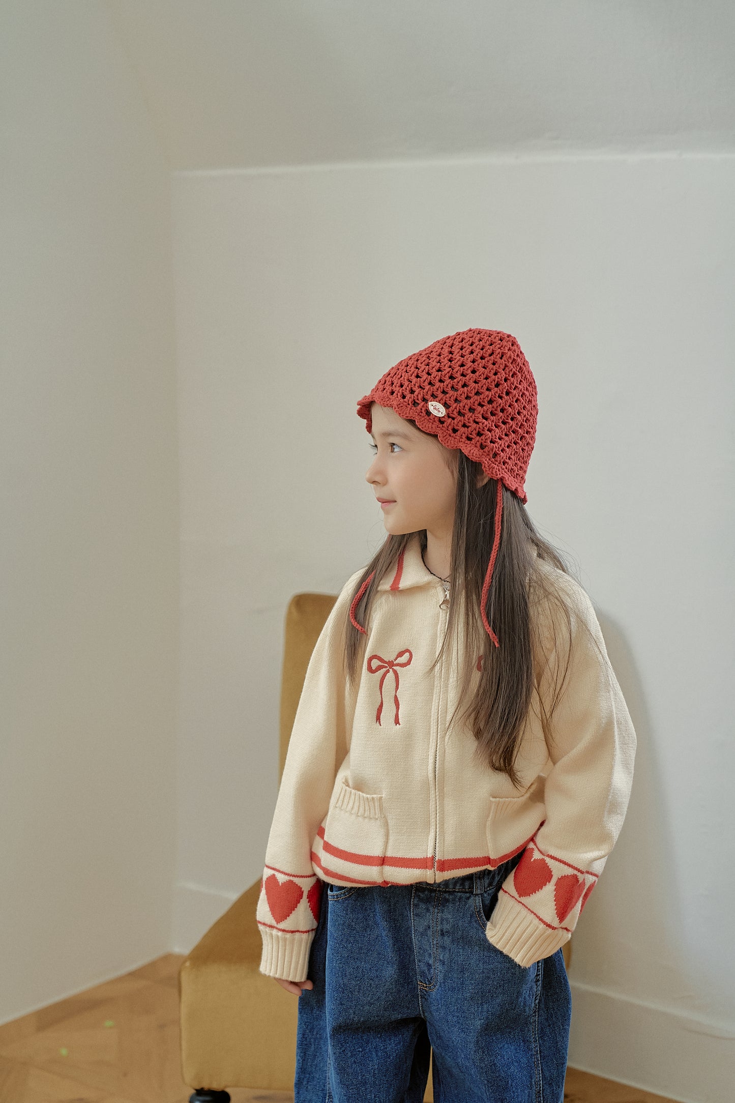Heart Knit Zip-Up
