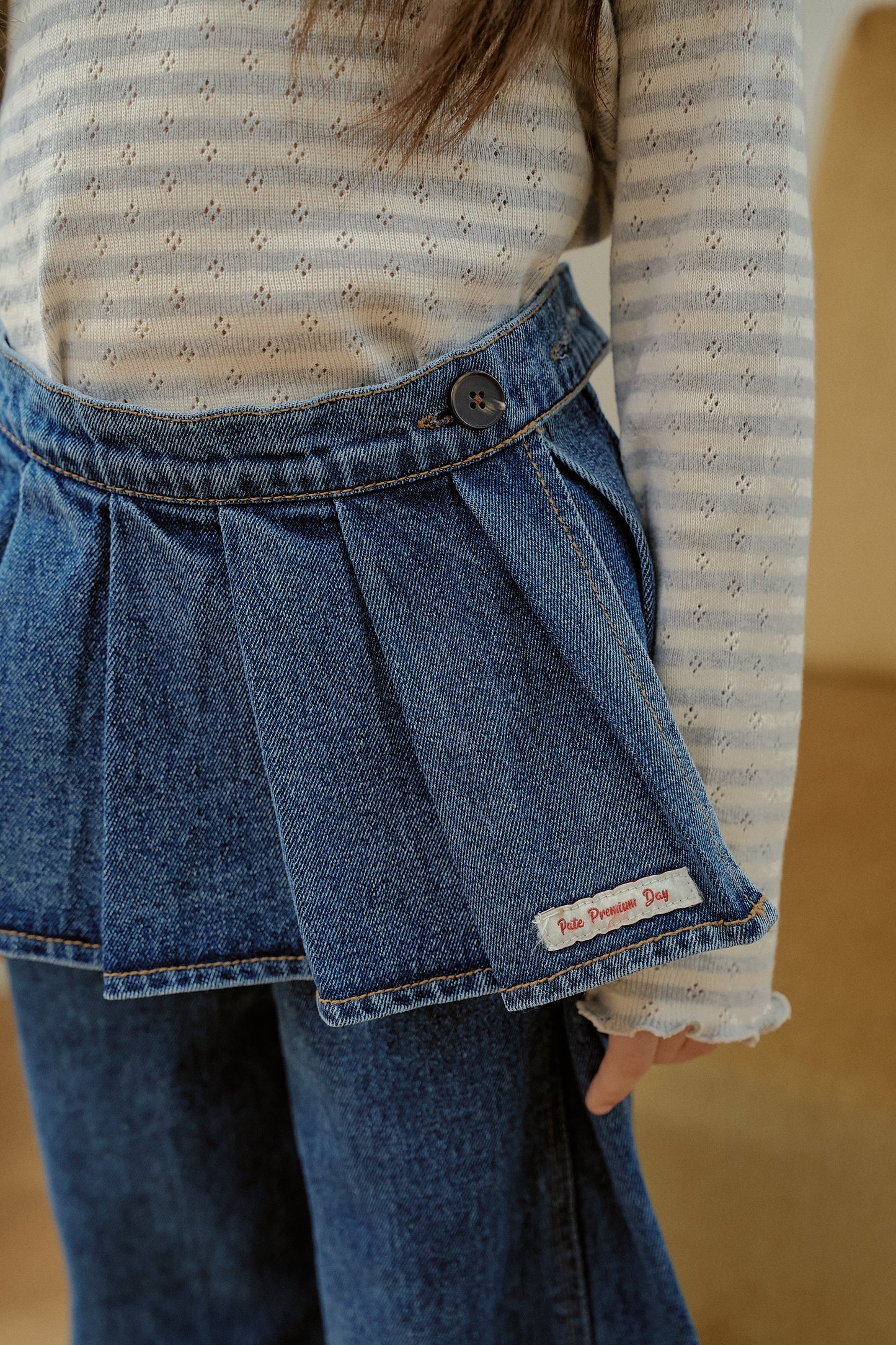 Denim Pleated Wrap