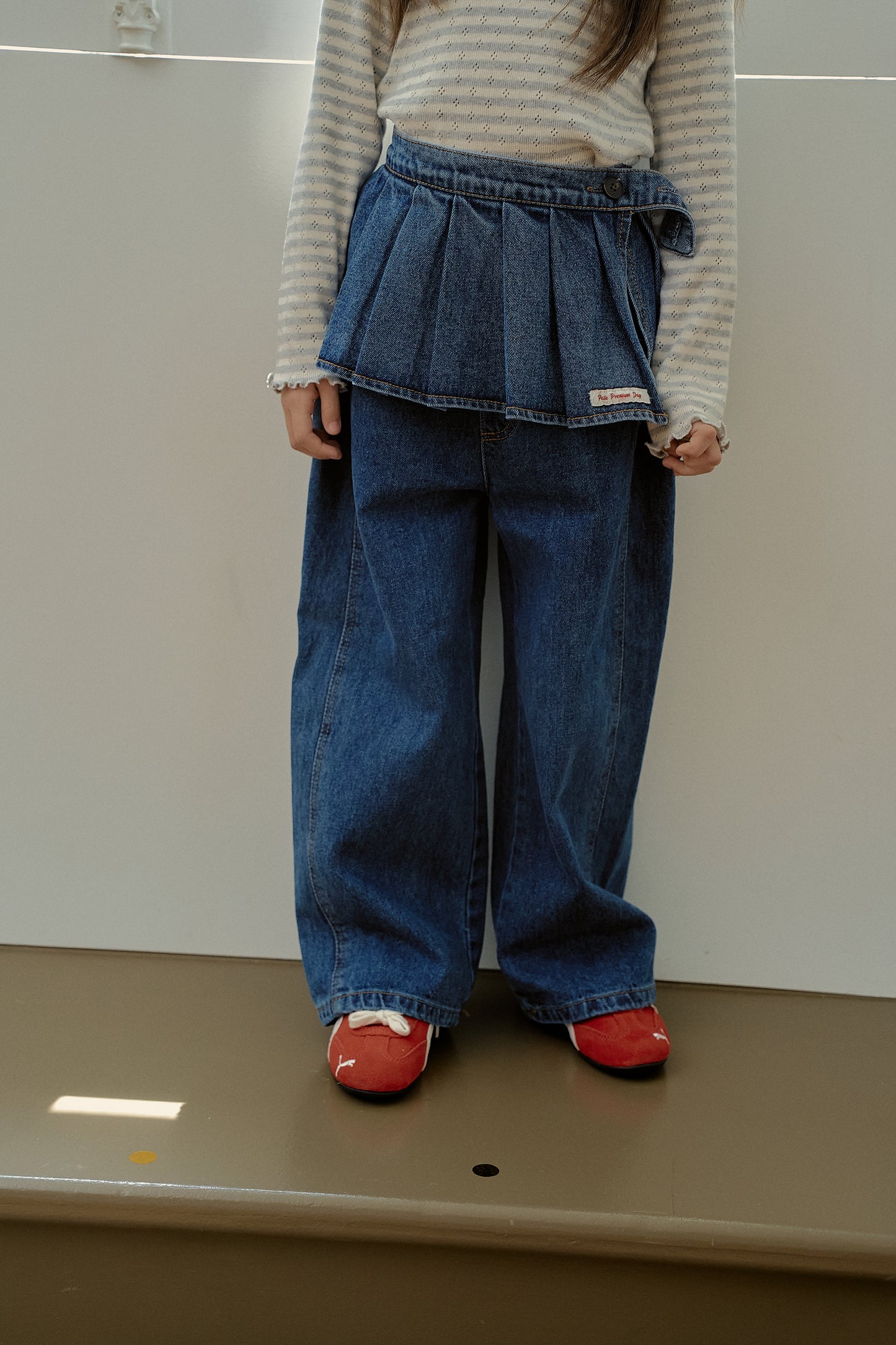 Denim Pleated Wrap