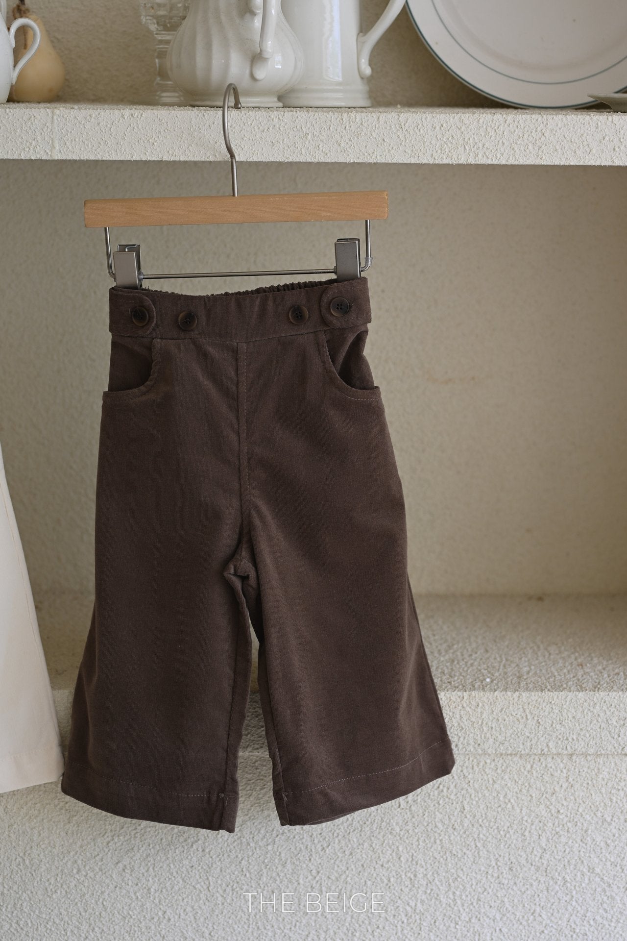 Button Strap Stretch Pants