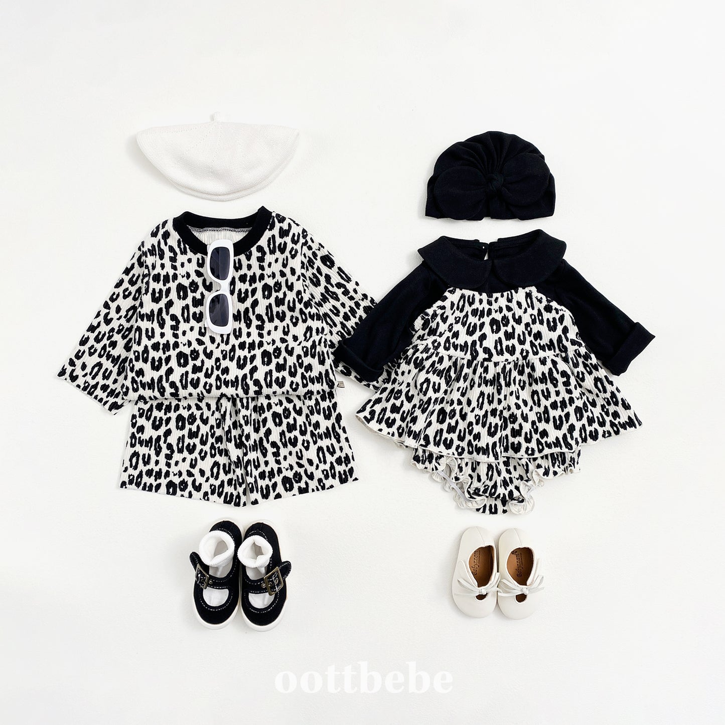 Baby Leopard Pleated Bloomer Set (Sibling Matching Outfit)