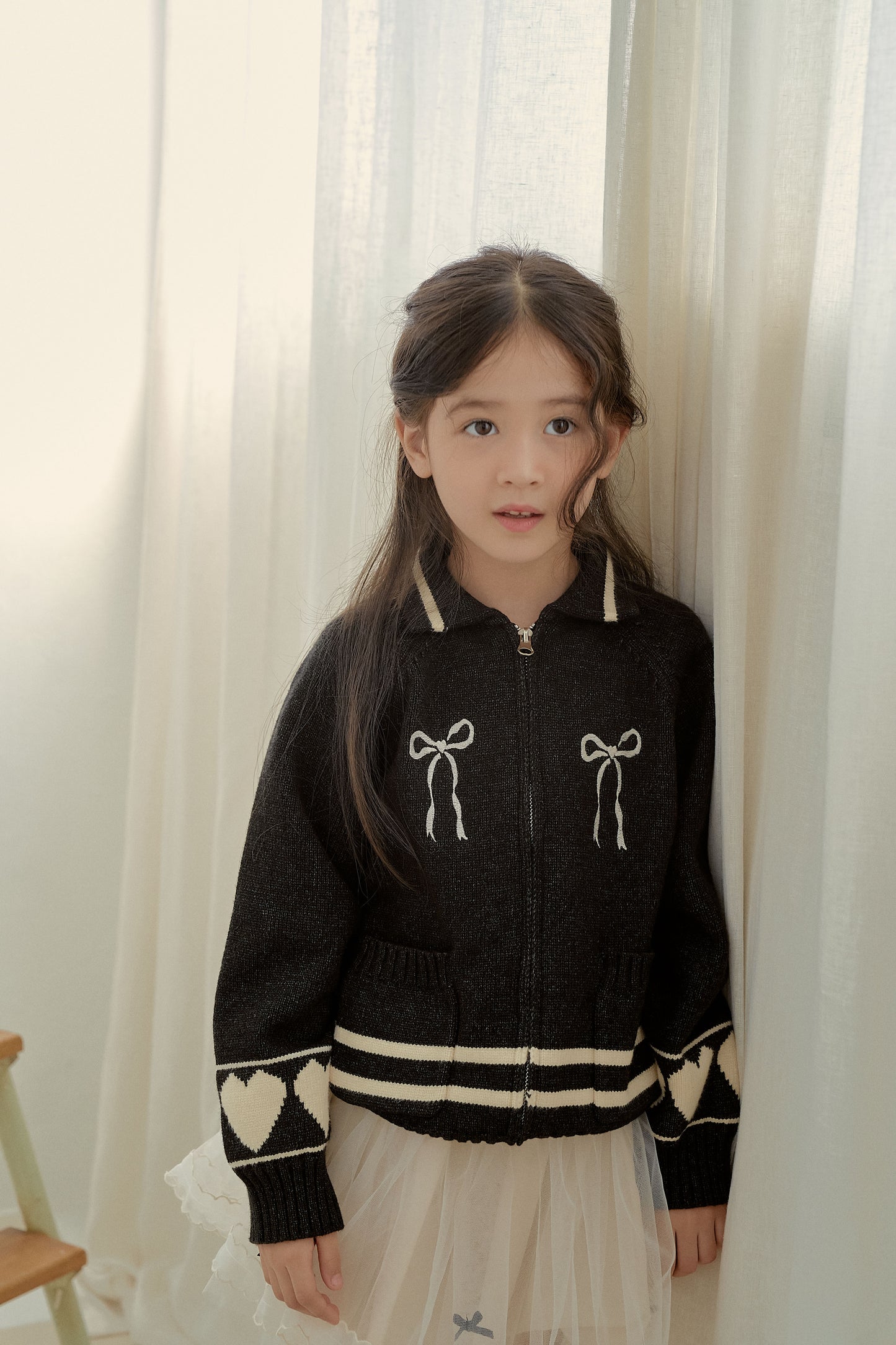 Heart Knit Zip-Up