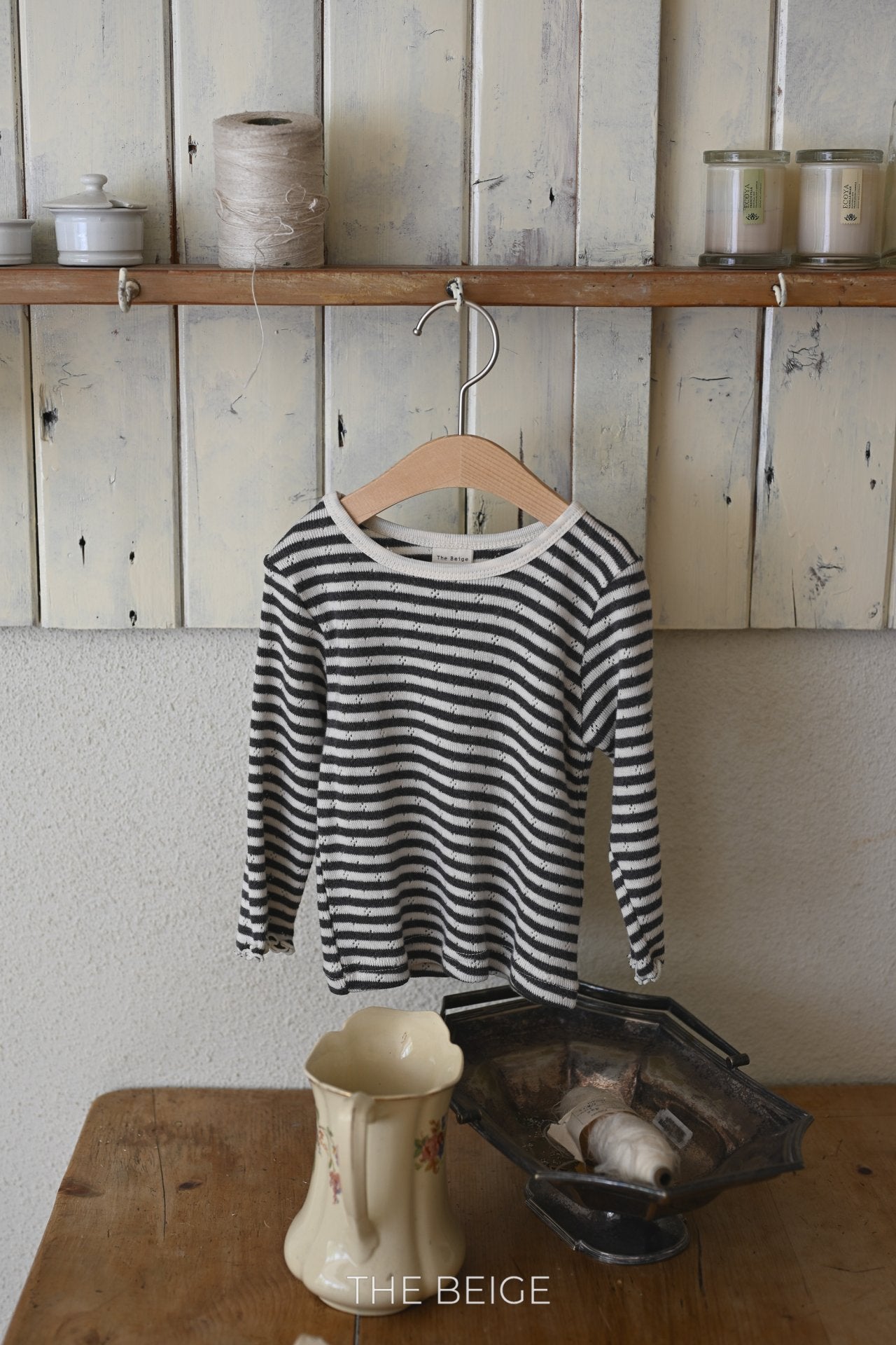 Pointelle Striped Tee