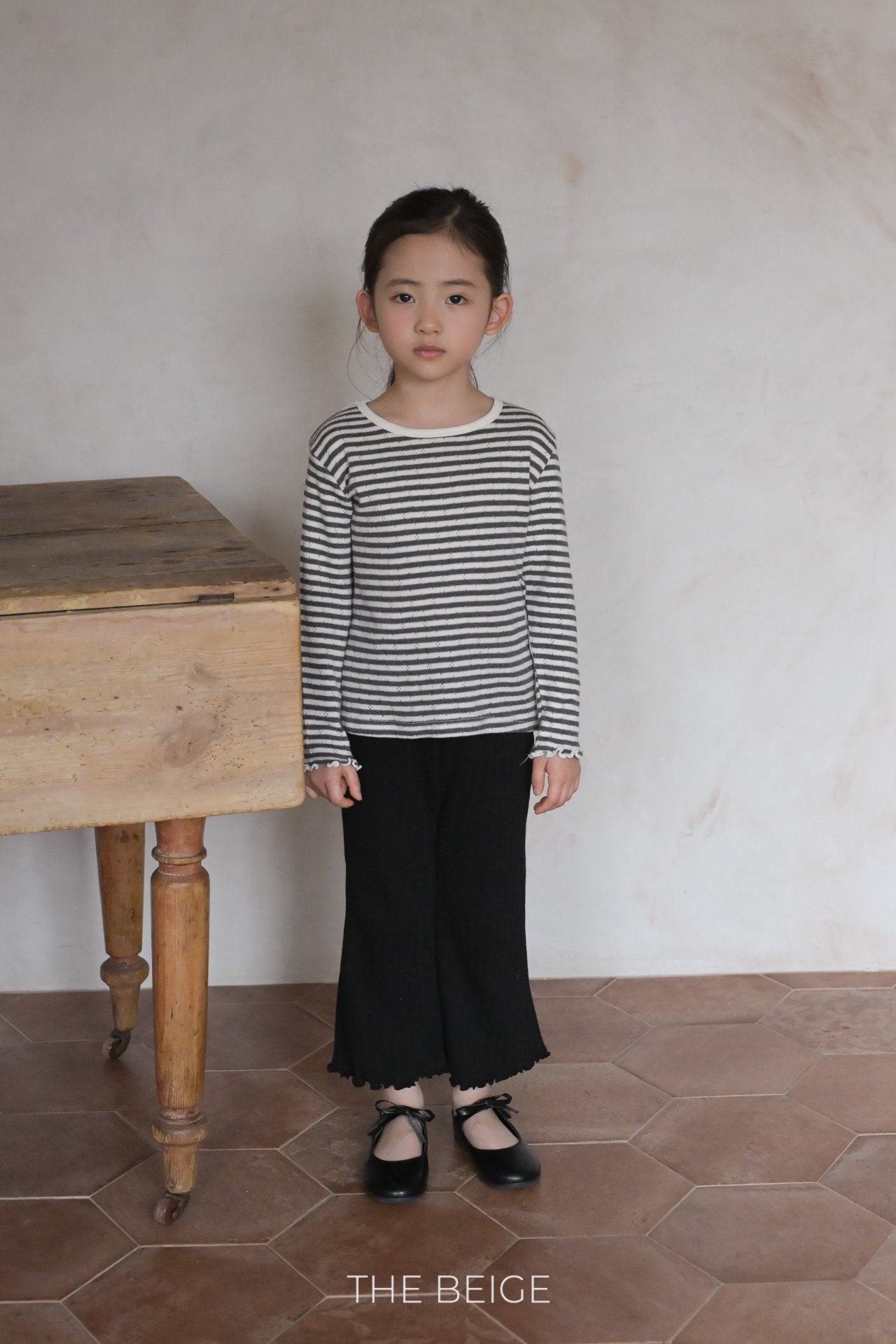 Pointelle Striped Tee