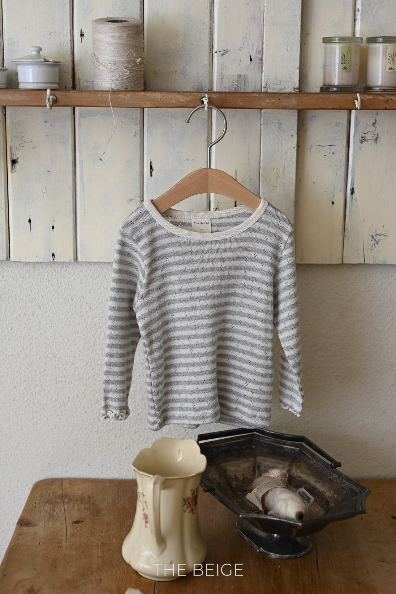 Pointelle Striped Tee