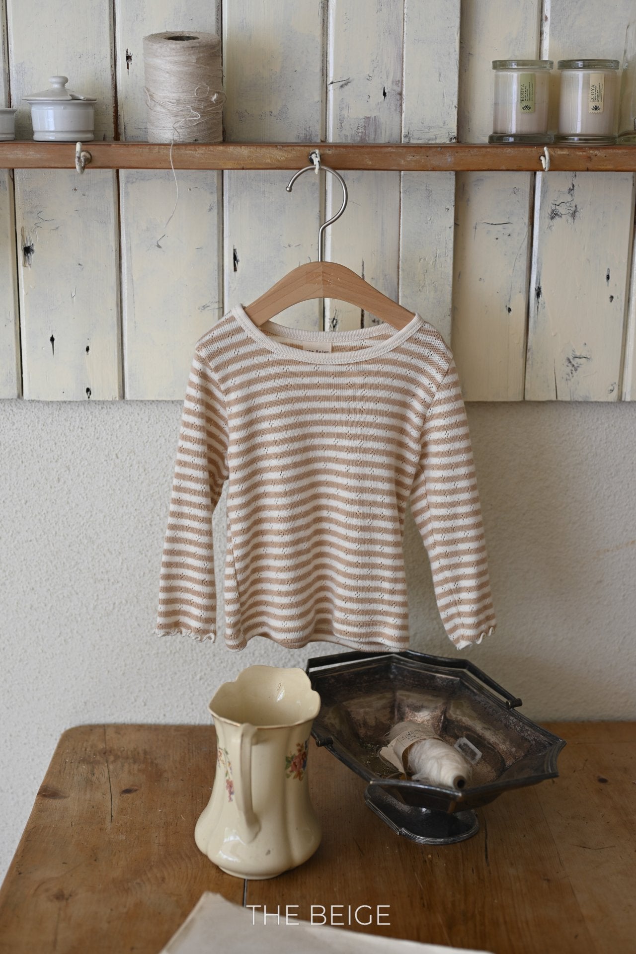 Pointelle Striped Tee