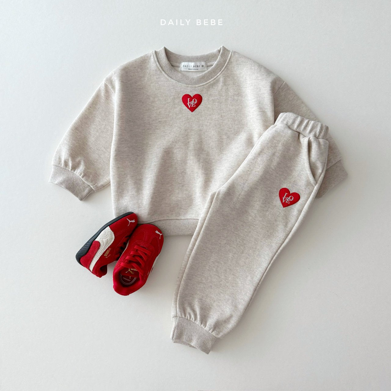 Love Heart Embroidered Jogger Set