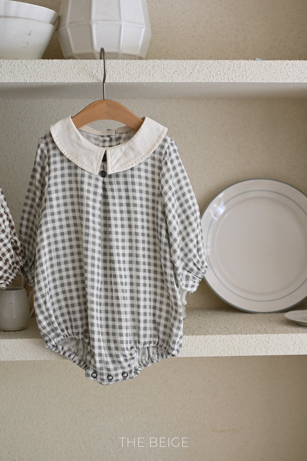 Petite Collar Gingham Romper