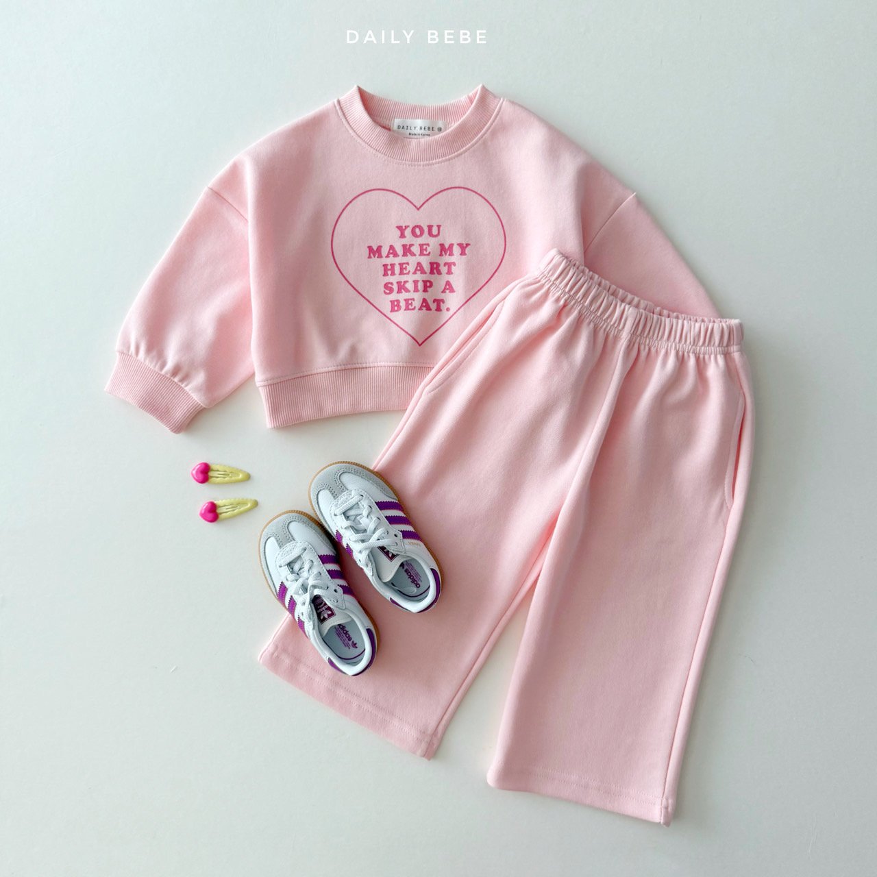 Heart Wide-Leg Sweat Set