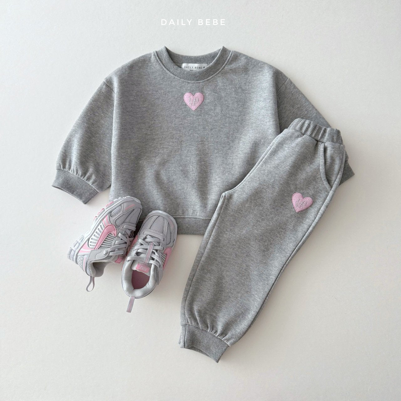 Love Heart Embroidered Jogger Set