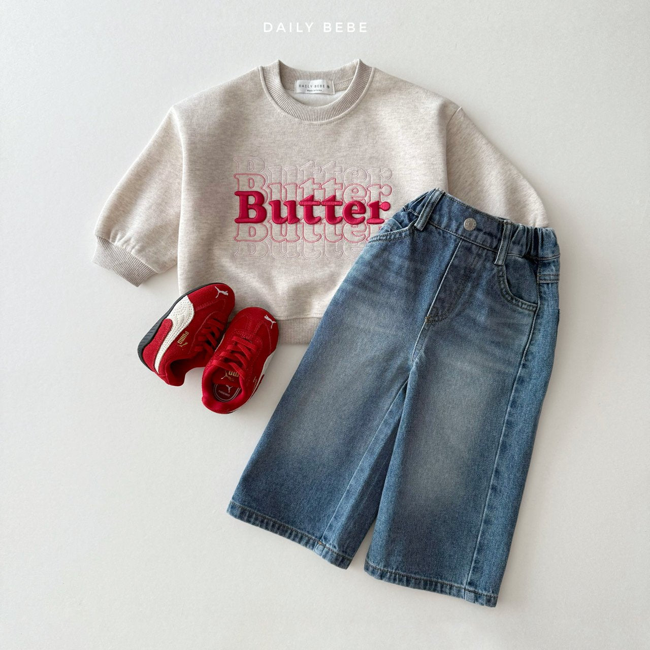 Wide-Leg Washed Jeans