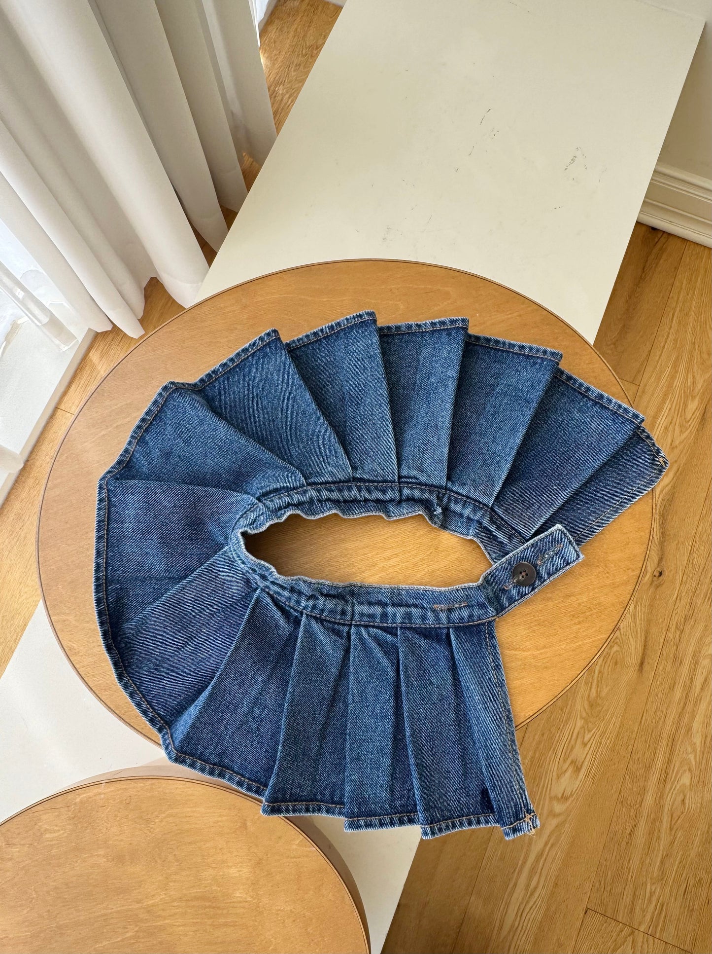 Denim Pleated Wrap