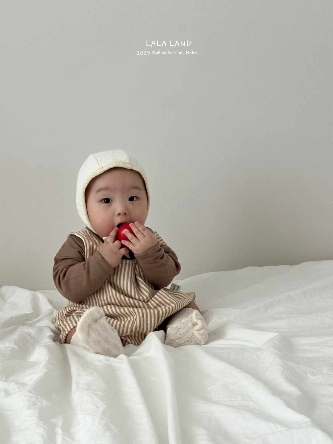 "Baguette Stripe Suspender Romper