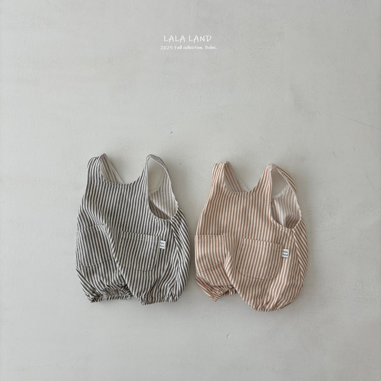 "Baguette Stripe Suspender Romper