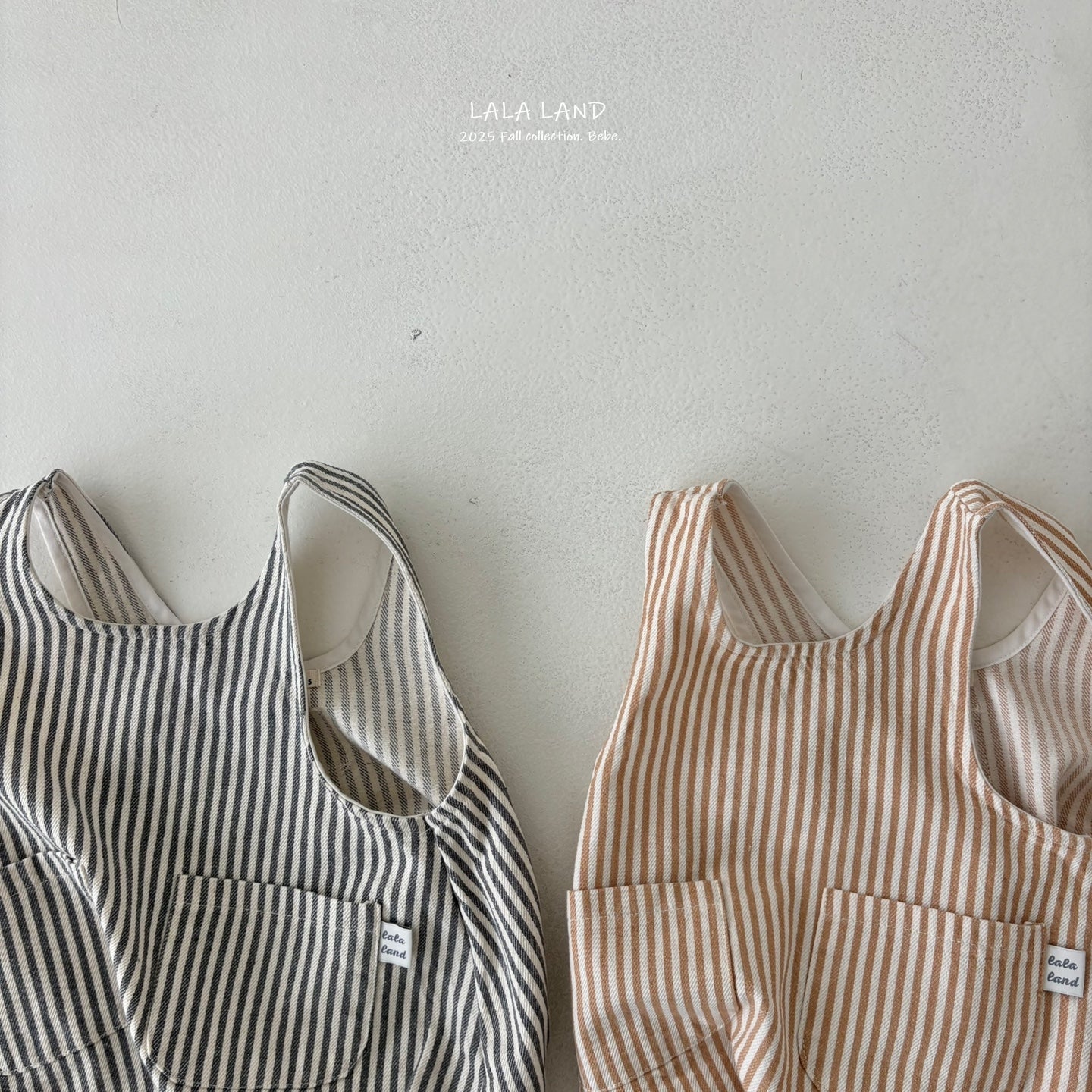 "Baguette Stripe Suspender Romper