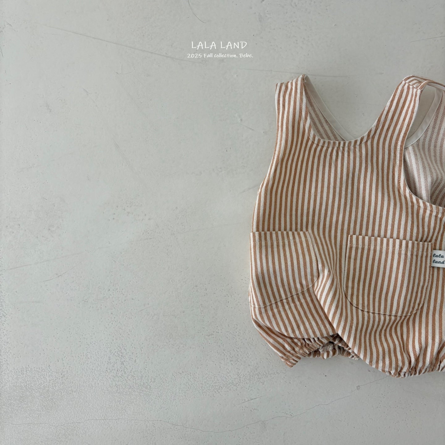 "Baguette Stripe Suspender Romper