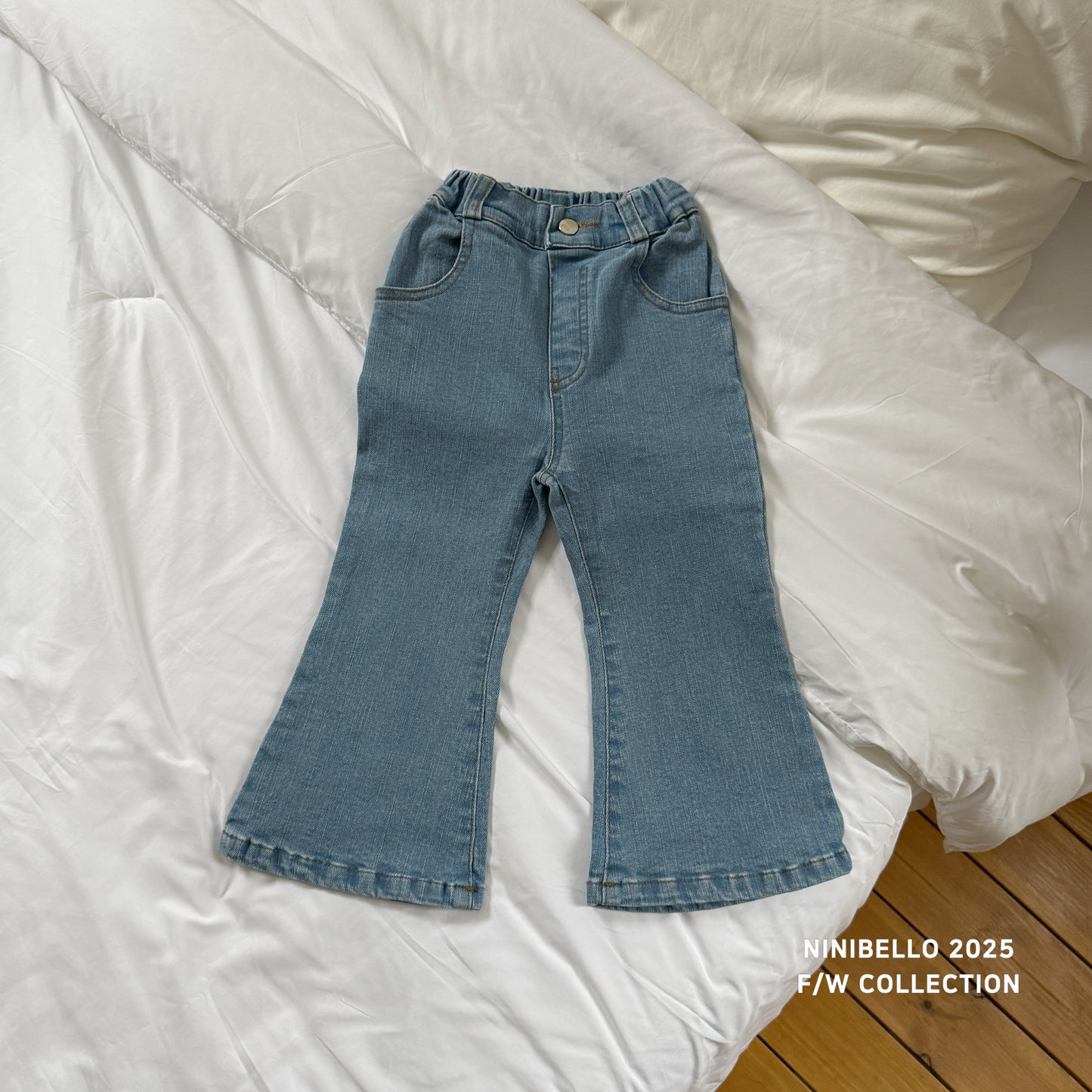 Ribbon Denim Bootcut Pants
