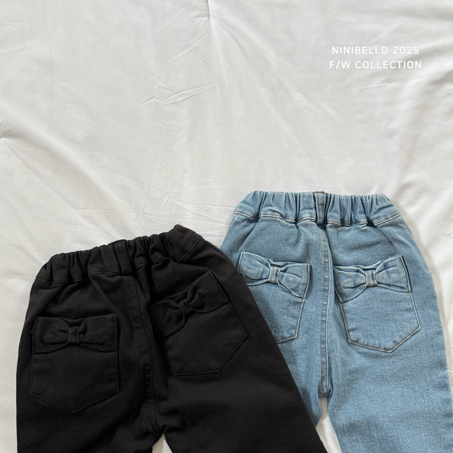 Ribbon Denim Bootcut Pants