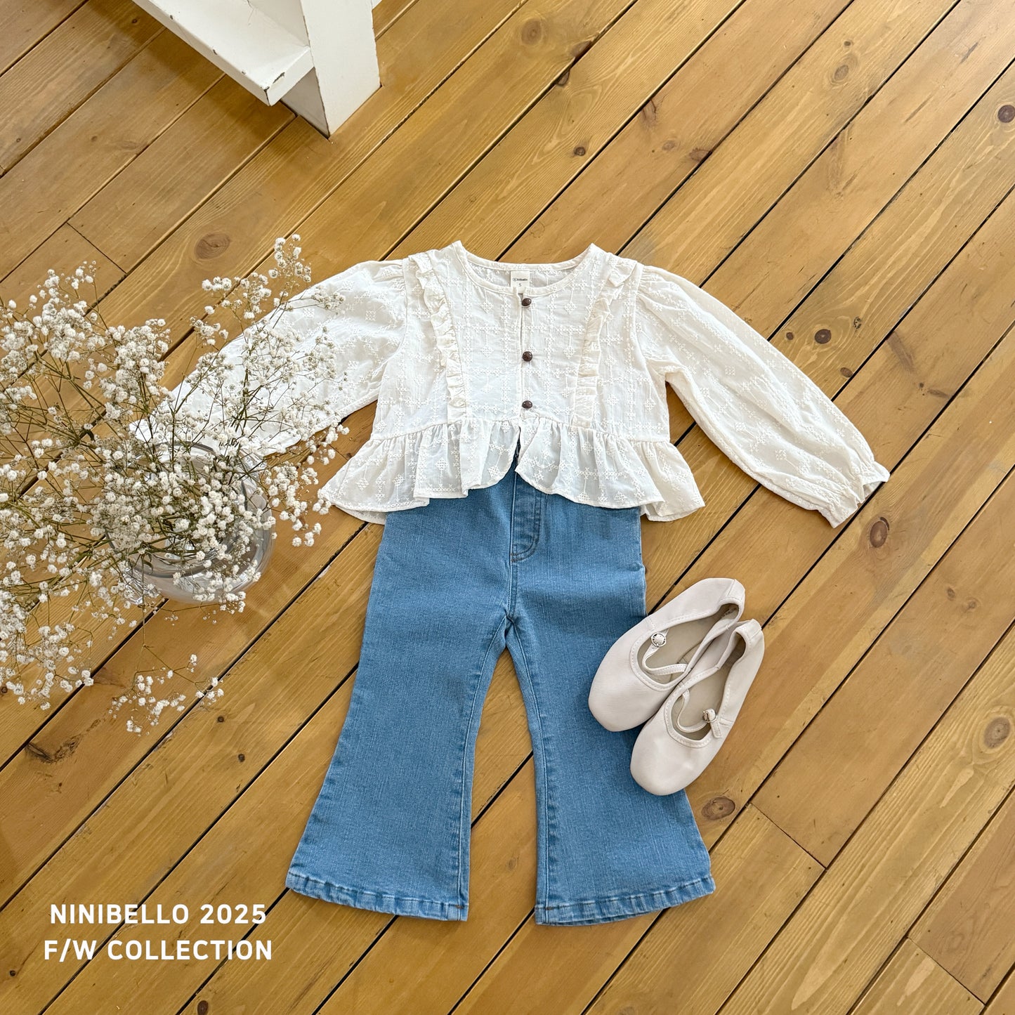 Ribbon Denim Bootcut Pants