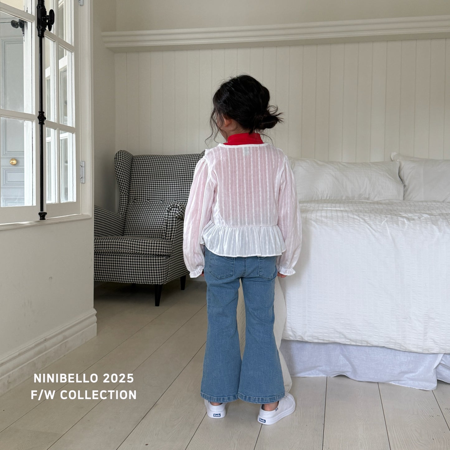 Ribbon Denim Bootcut Pants