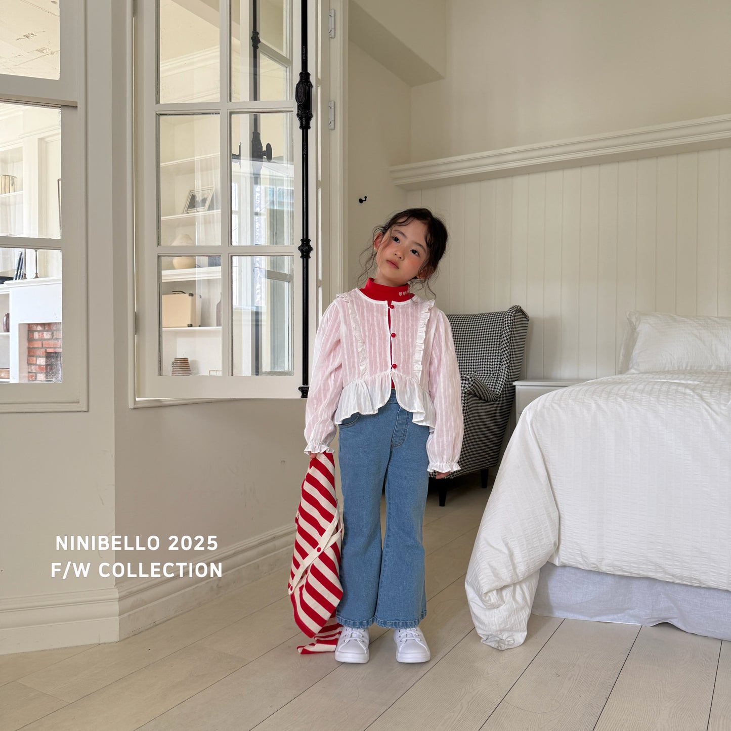 Ribbon Denim Bootcut Pants