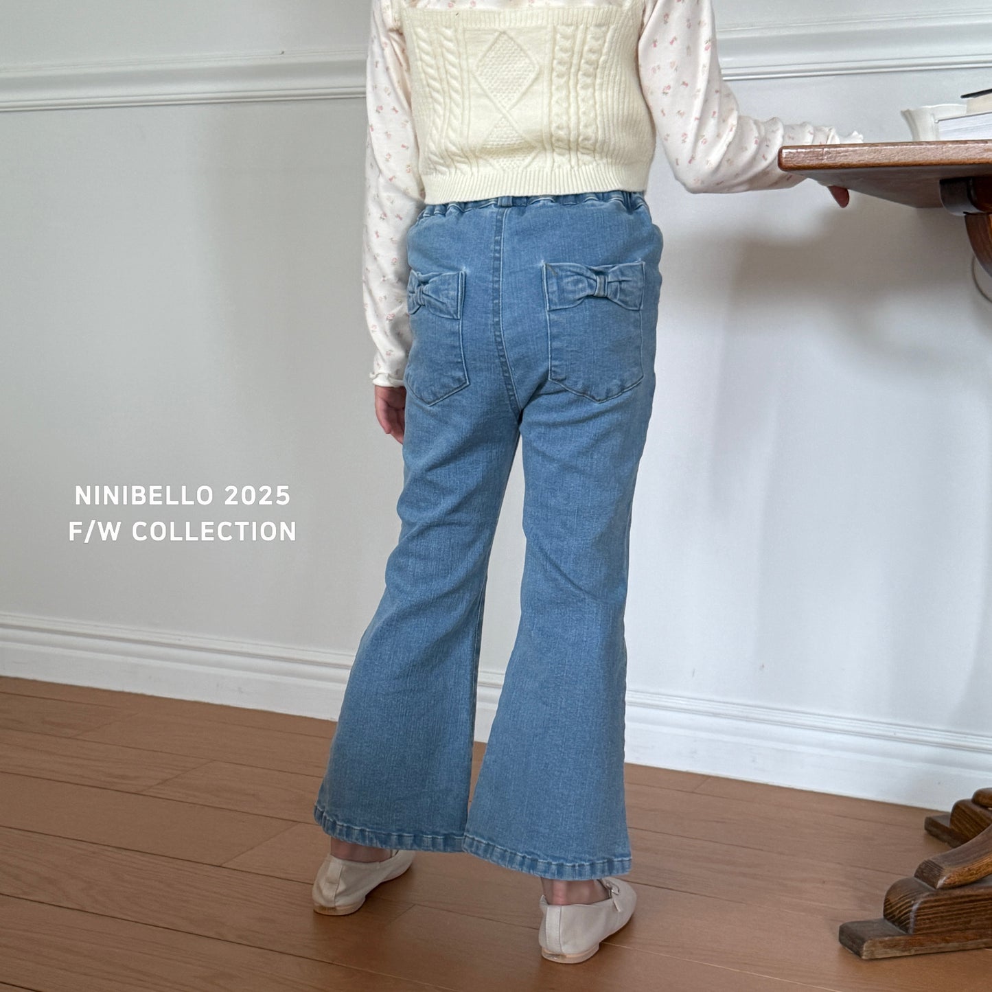Ribbon Denim Bootcut Pants
