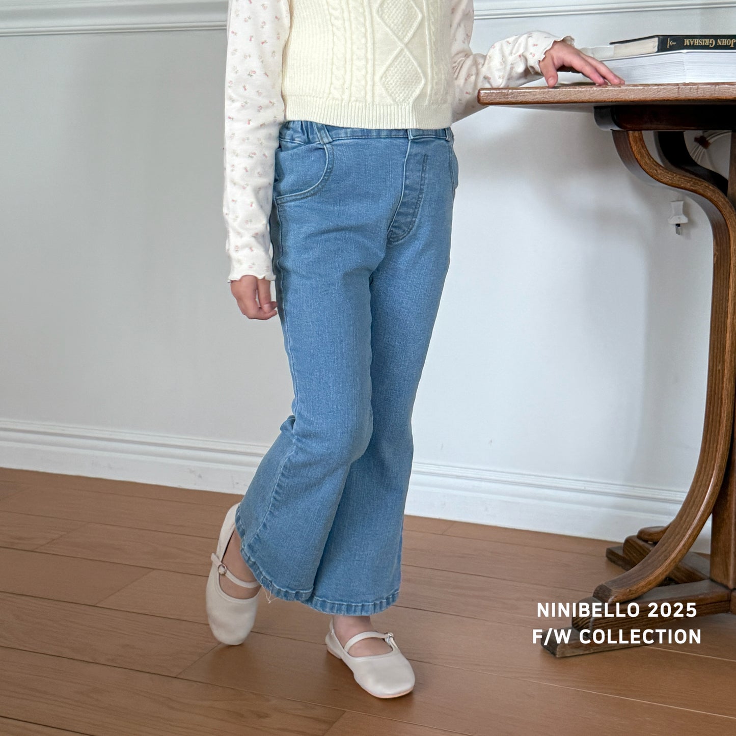 Ribbon Denim Bootcut Pants