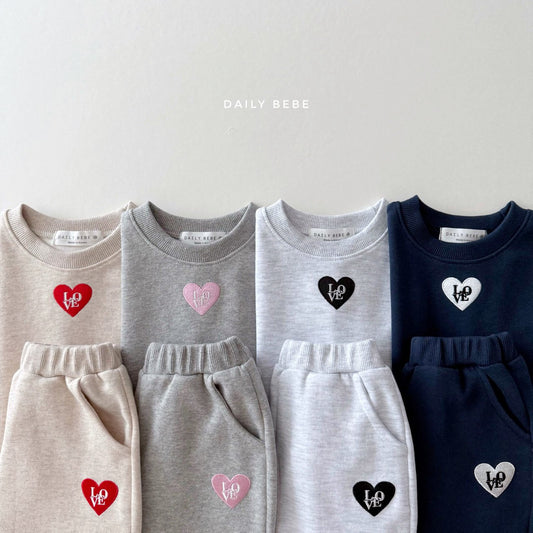 Love Heart Embroidered Jogger Set