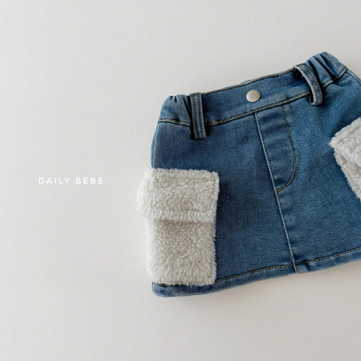 Cargo Sherpa Denim Skirt