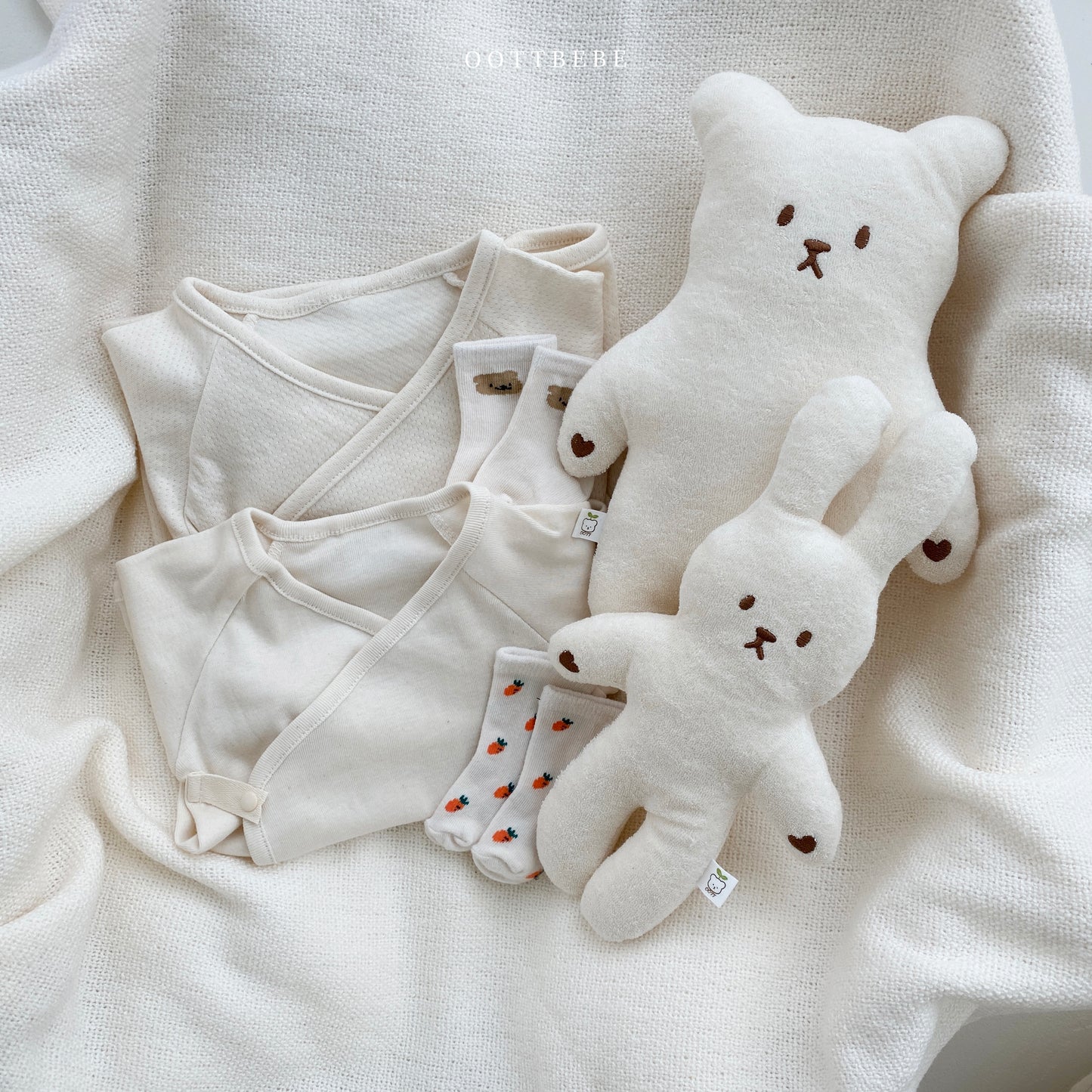 Organic Cotton Stuffed Bear and Bunny