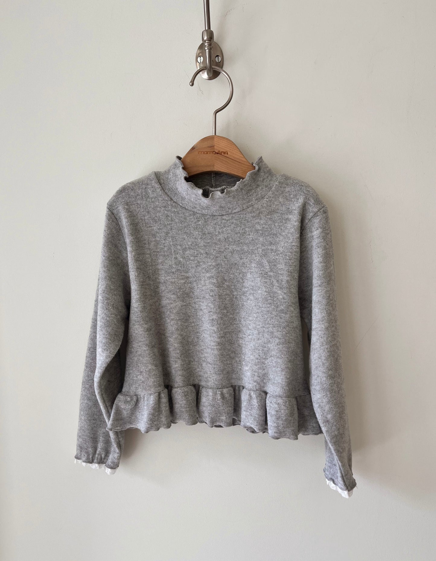 Frill Ribbed Long Sleeve Tee