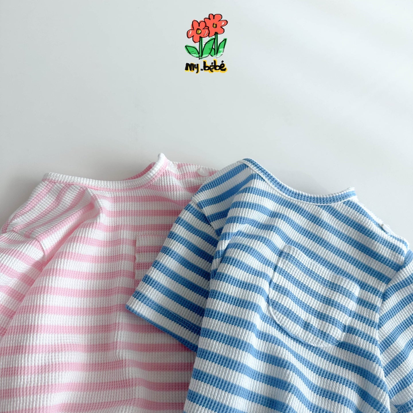 Stripe Waffle Romper Set