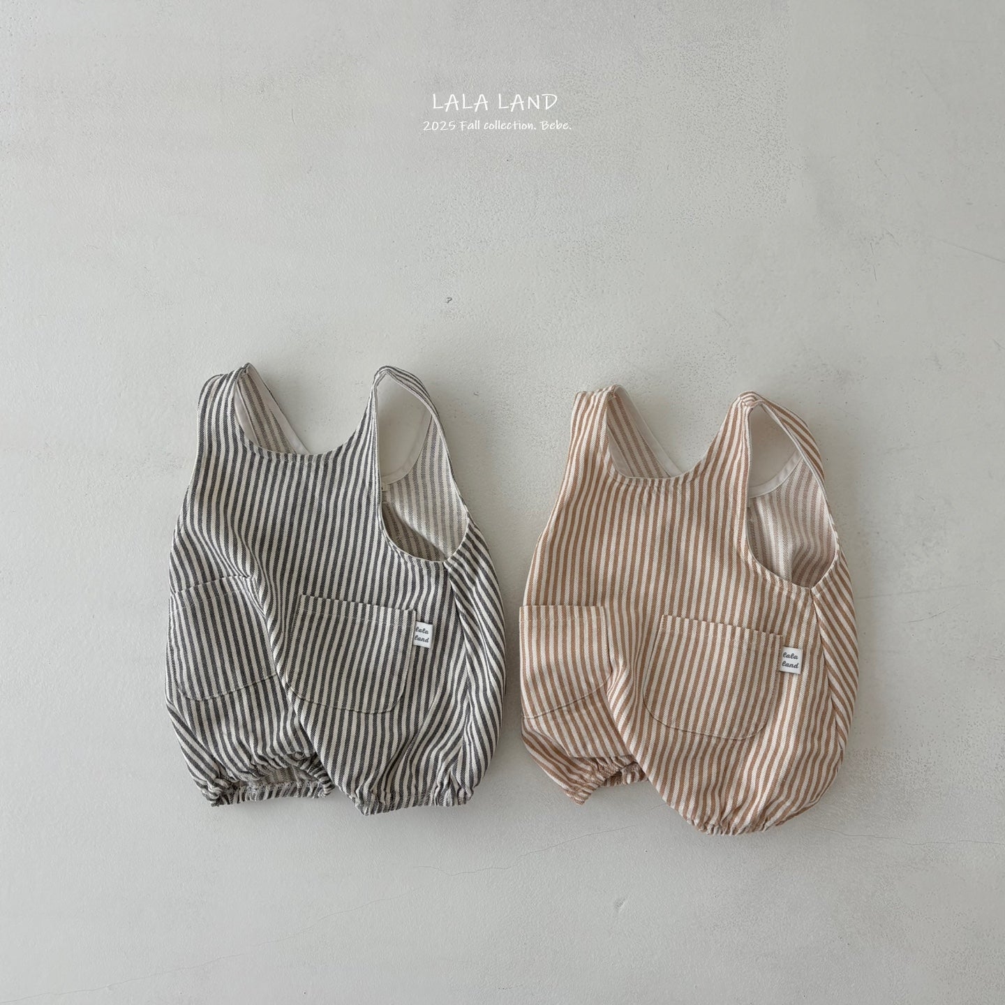 "Baguette Stripe Suspender Romper
