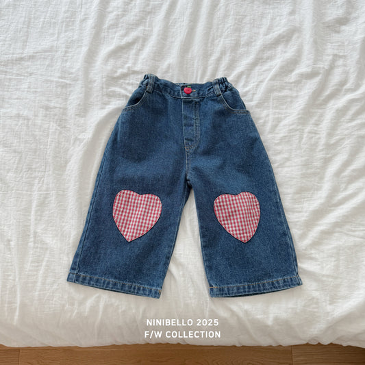 Heart Patch Denim Pants