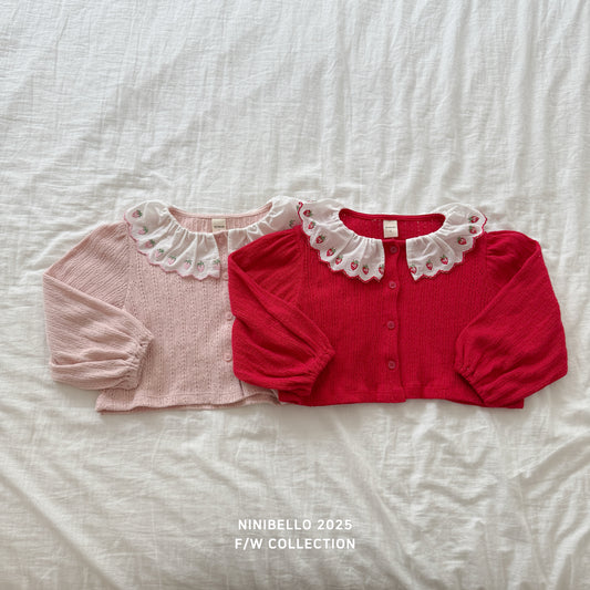 Berry Eyelet Cardigan