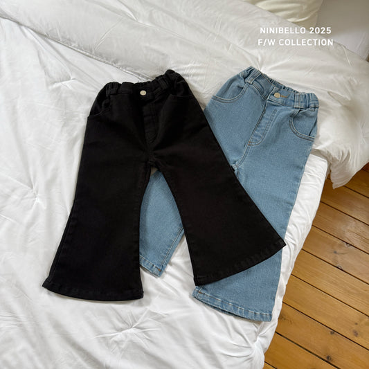 Ribbon Denim Bootcut Pants