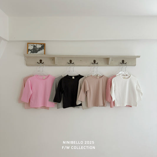 Autumn Basic Tee – 2-Pack (Stripe + Solid)