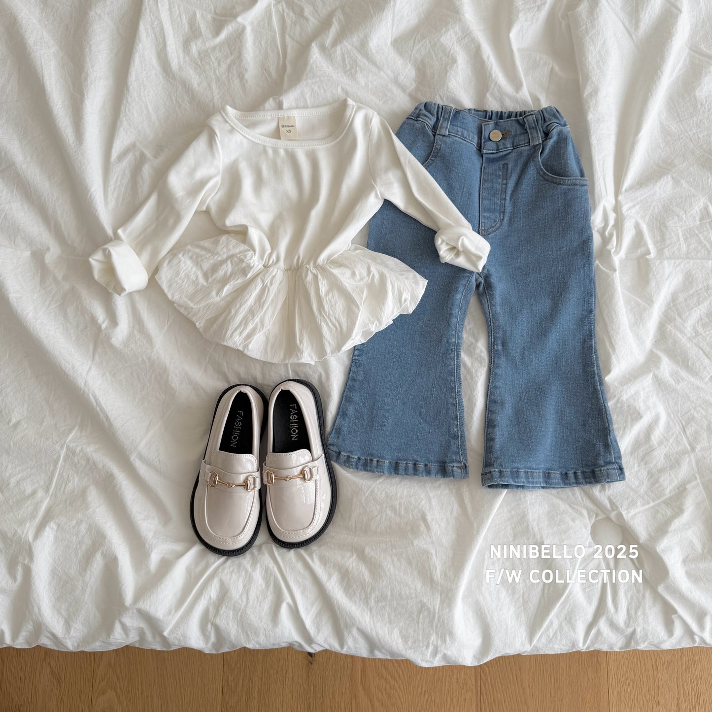 Ribbon Denim Bootcut Pants