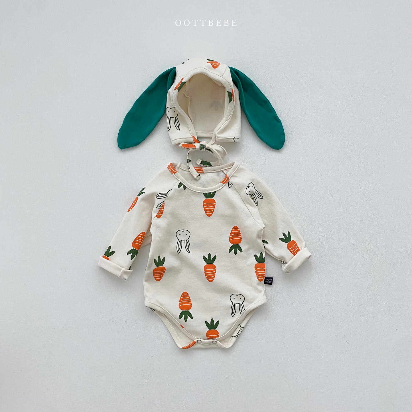 Carrot Bunny Baby Set(Bodysuit + Bonnet)