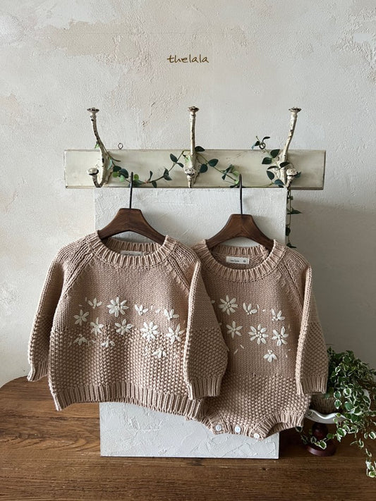 Floral Embroidered Baby Bodysuit/ Sweater