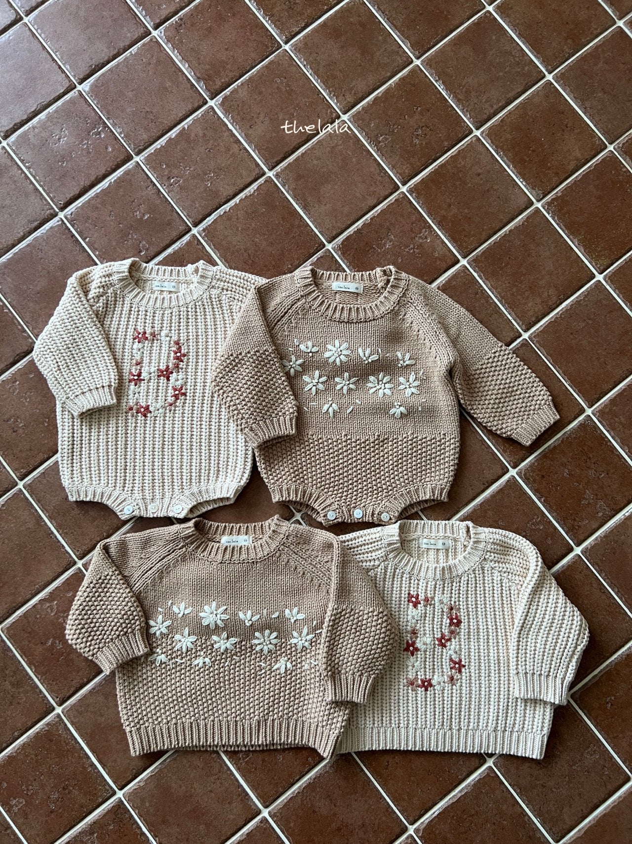 Floral Embroidered Baby Bodysuit/ Sweater