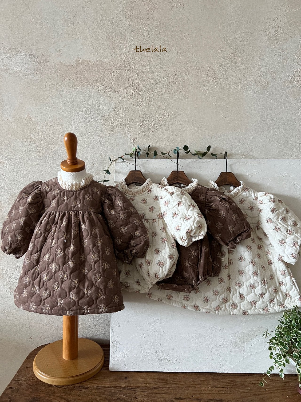 Floral Quilted Baby Bodysuit/ Dress(Sibling Matching Outfit)