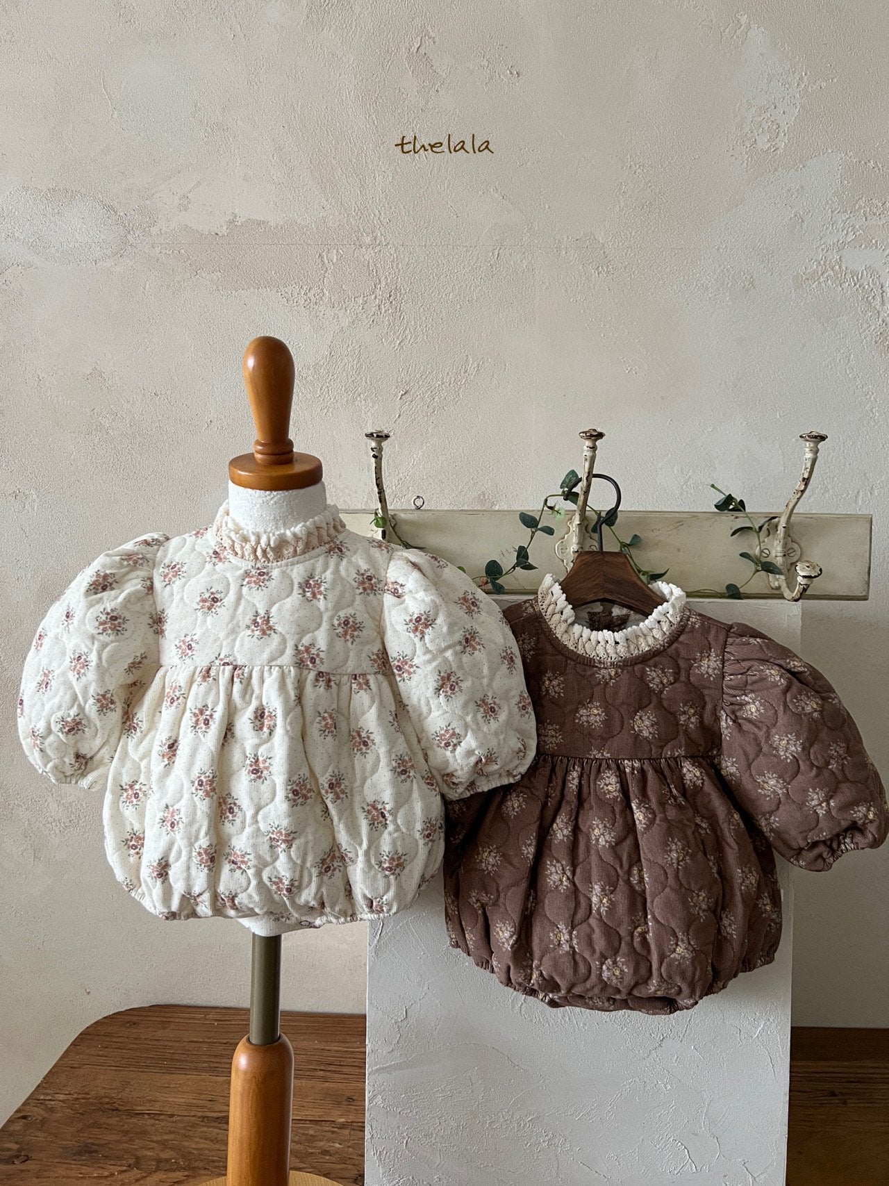 Floral Quilted Baby Bodysuit/ Dress(Sibling Matching Outfit)