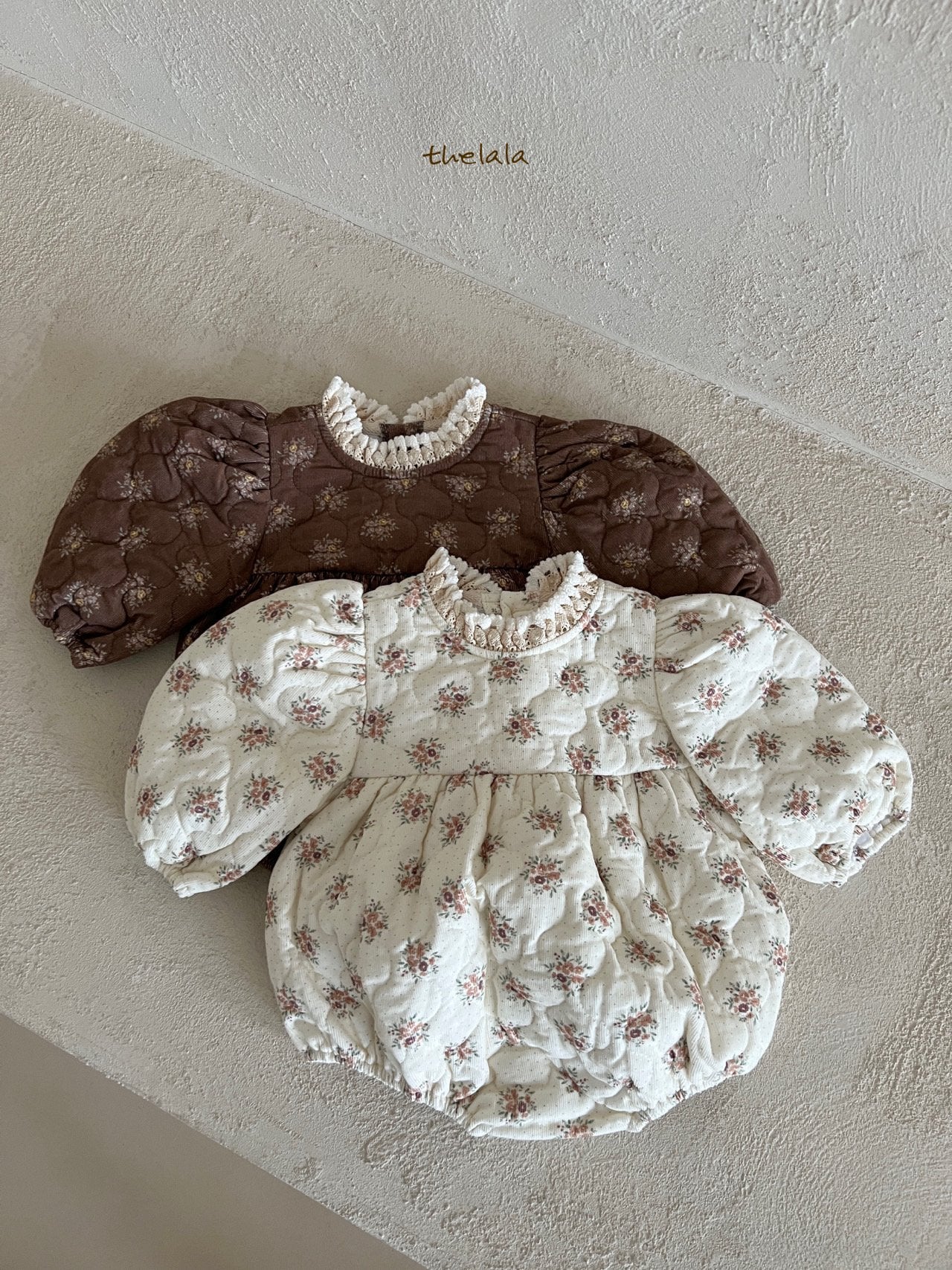 Floral Quilted Baby Bodysuit/ Dress(Sibling Matching Outfit)