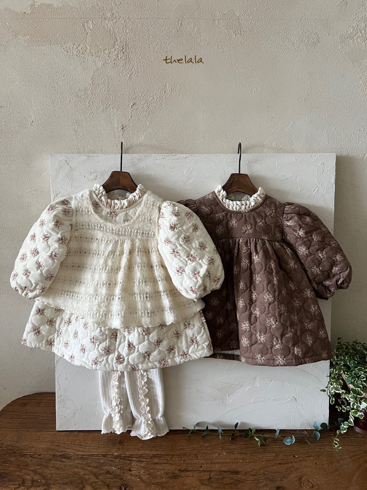 Floral Quilted Baby Bodysuit/ Dress(Sibling Matching Outfit)