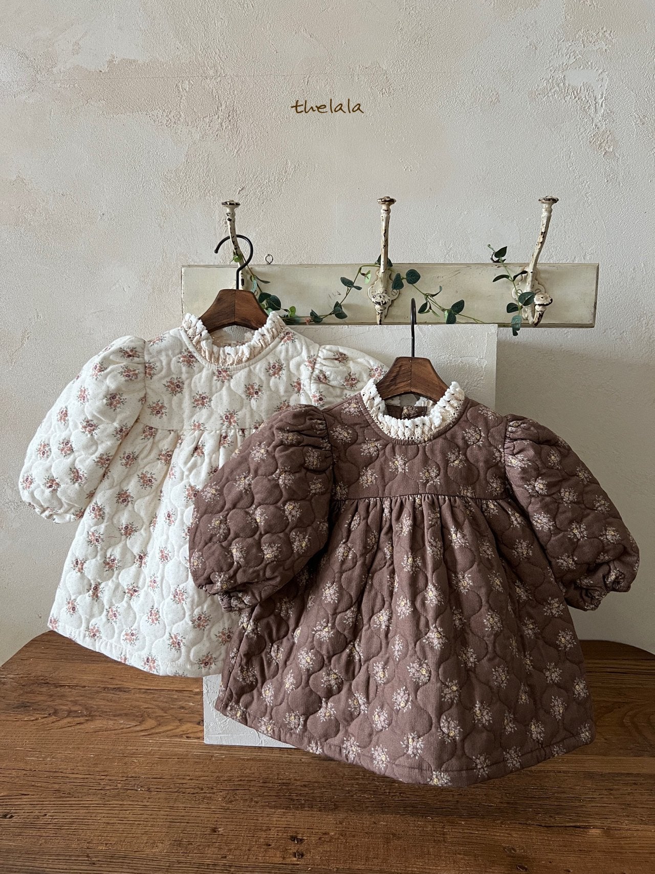 Floral Quilted Baby Bodysuit/ Dress(Sibling Matching Outfit)